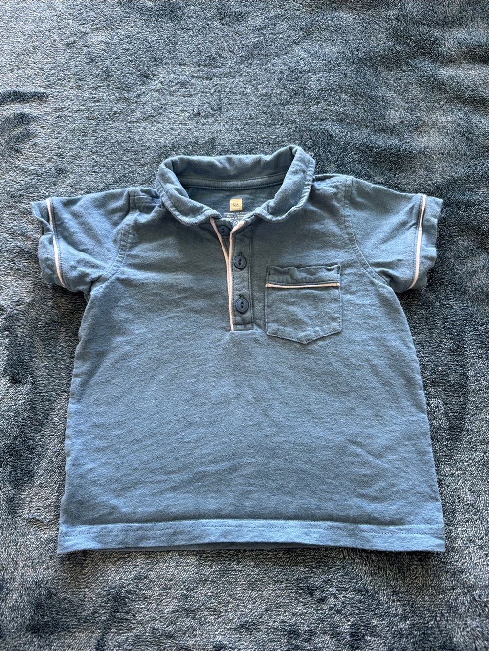 Tea Collection Blue Short Sleeve Polo with Chest Pocket